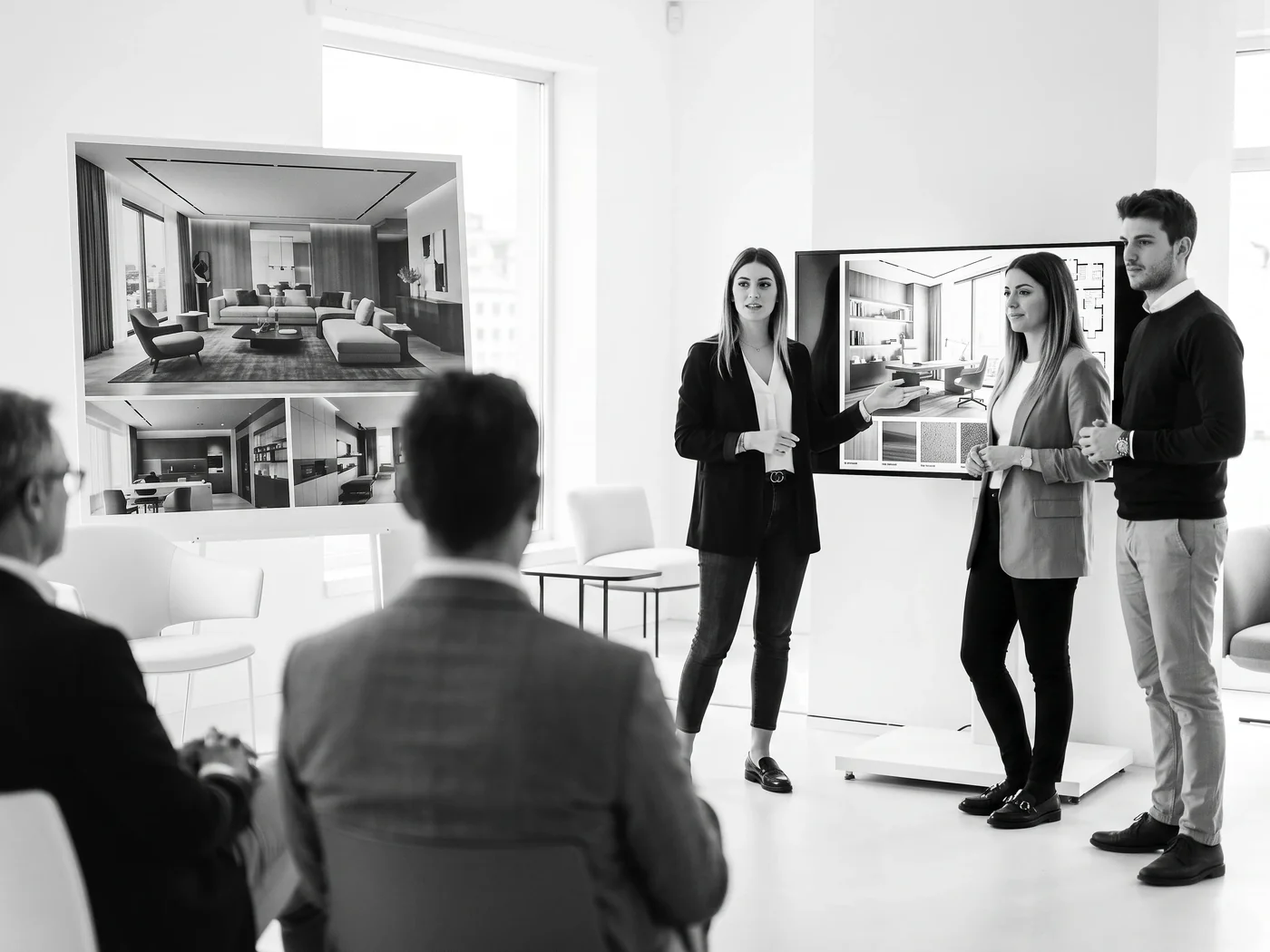 Team di studenti presenta il progetto alla giuria dell'azienda main partner